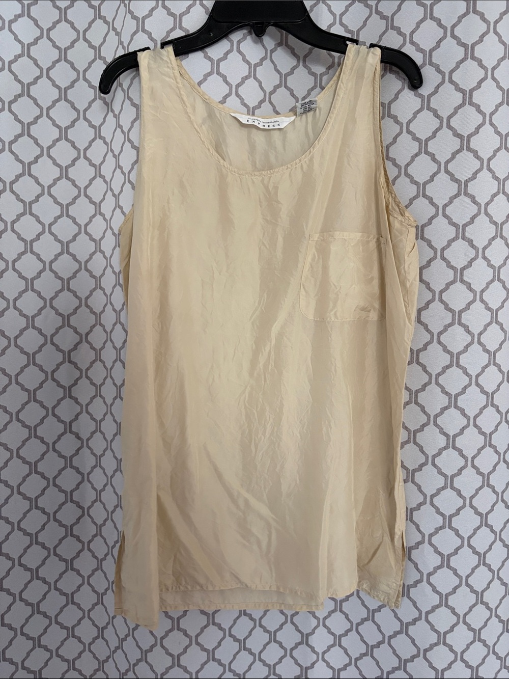 Express silk tank. Cream Sleeveless Pocket Camisole.
